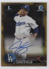 2016 Bowman Draft Chrome Pick Gold Refractor 9/50 Jordan Sheffield Auto o9a