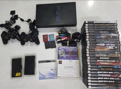 Sony PlayStation 2 PS2 SCPH-39001 Fat Console Bundle 25 Games 2X Controllers Lot