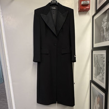 Dolce & Gabbana Black Long Wool tuxedo Overcoat Pockets Size 40 Made in Italy