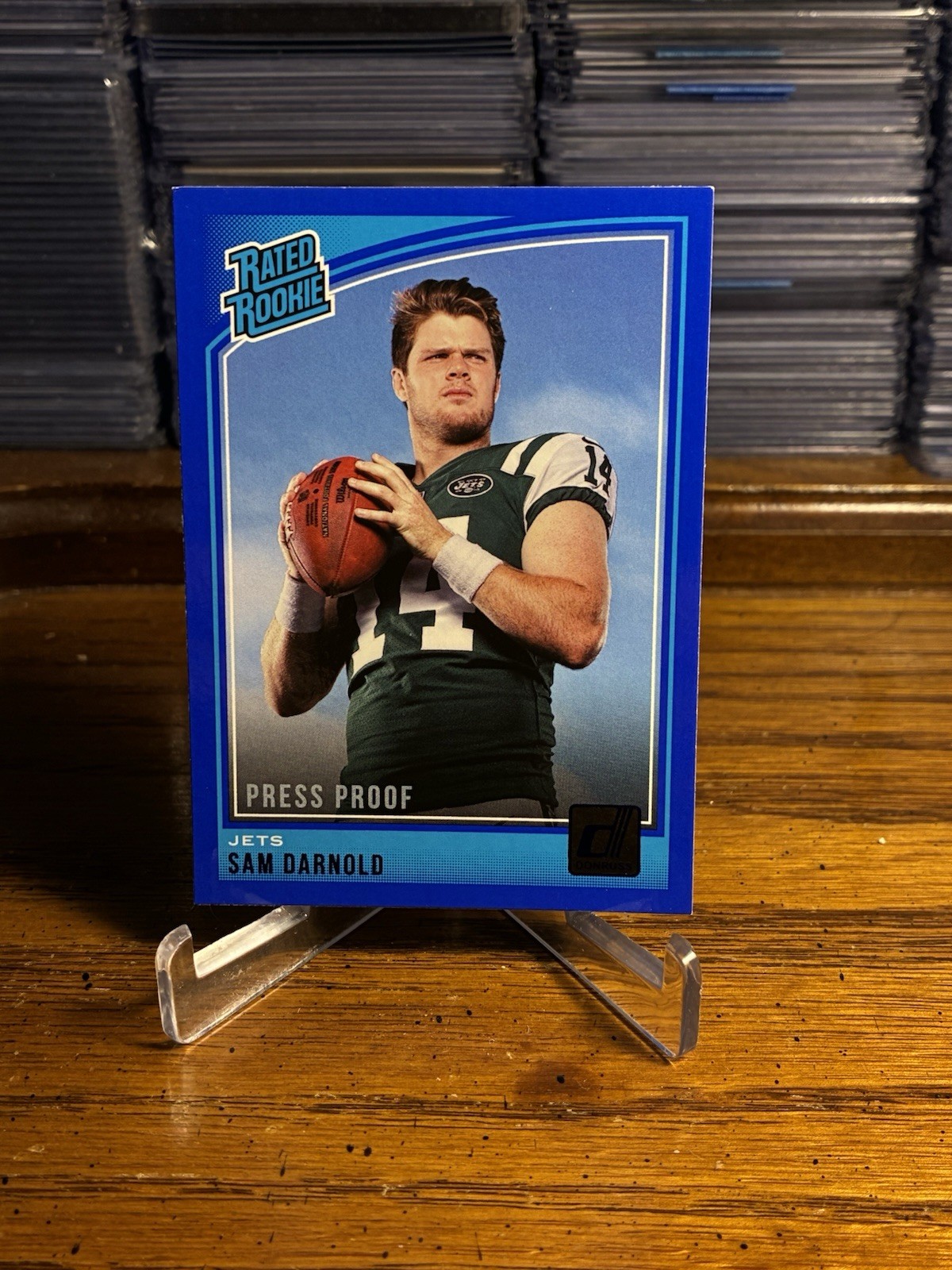 Sam Darnold 2018 Panini Donruss Rated Rookie Press Proof Blue #301 Rookie (RC)