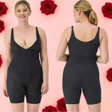 NWOT Maidenform Black Shapewear Open Bust Body Shaper Anti-Static Sexy L