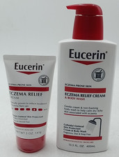 Eucerin Eczema Relief Cream  Body Wash 13.5 fl oz and 14 oz Bundle Exp 10/26