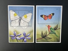 Tanzanie 1999 Mi. Bl. 514 - 515 Papillons Fleurs Oiseaux Faune Insectes Nature