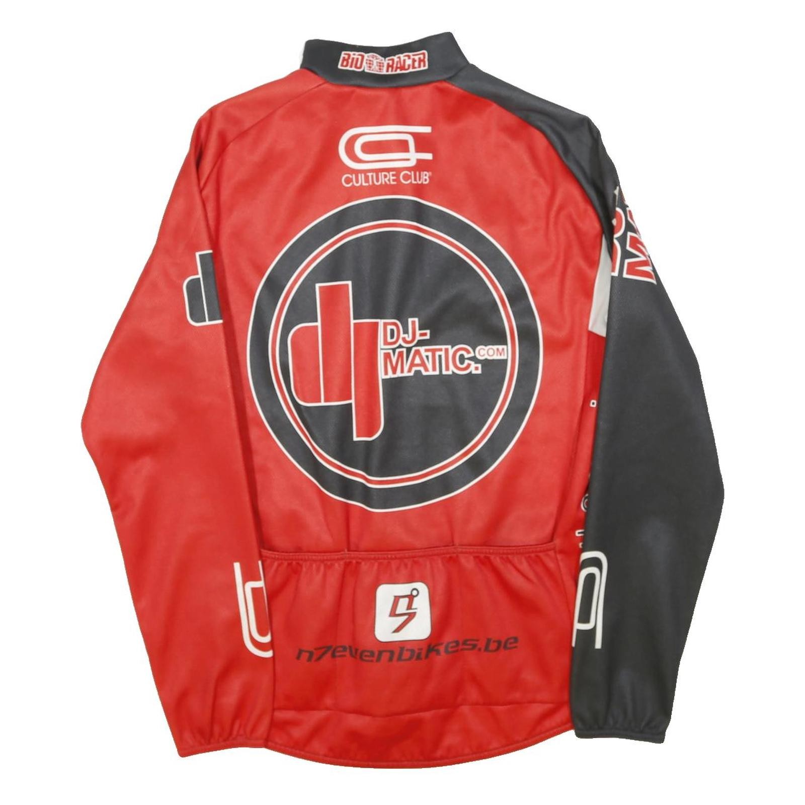 BIORACER Mens Black & Red Graphic Cycling Jersey M Long Sleeve Zip Neck image 3