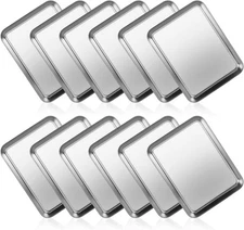 12PCS Stainless Steel 1/8 Sheet Pan, Nonstick Small Cookie Sheet, Baking Pans