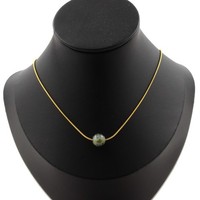 Halskette 1 Perle Prehnit Aus Afrika 8 Mm Kette Aus Edelstahl Vergoldet