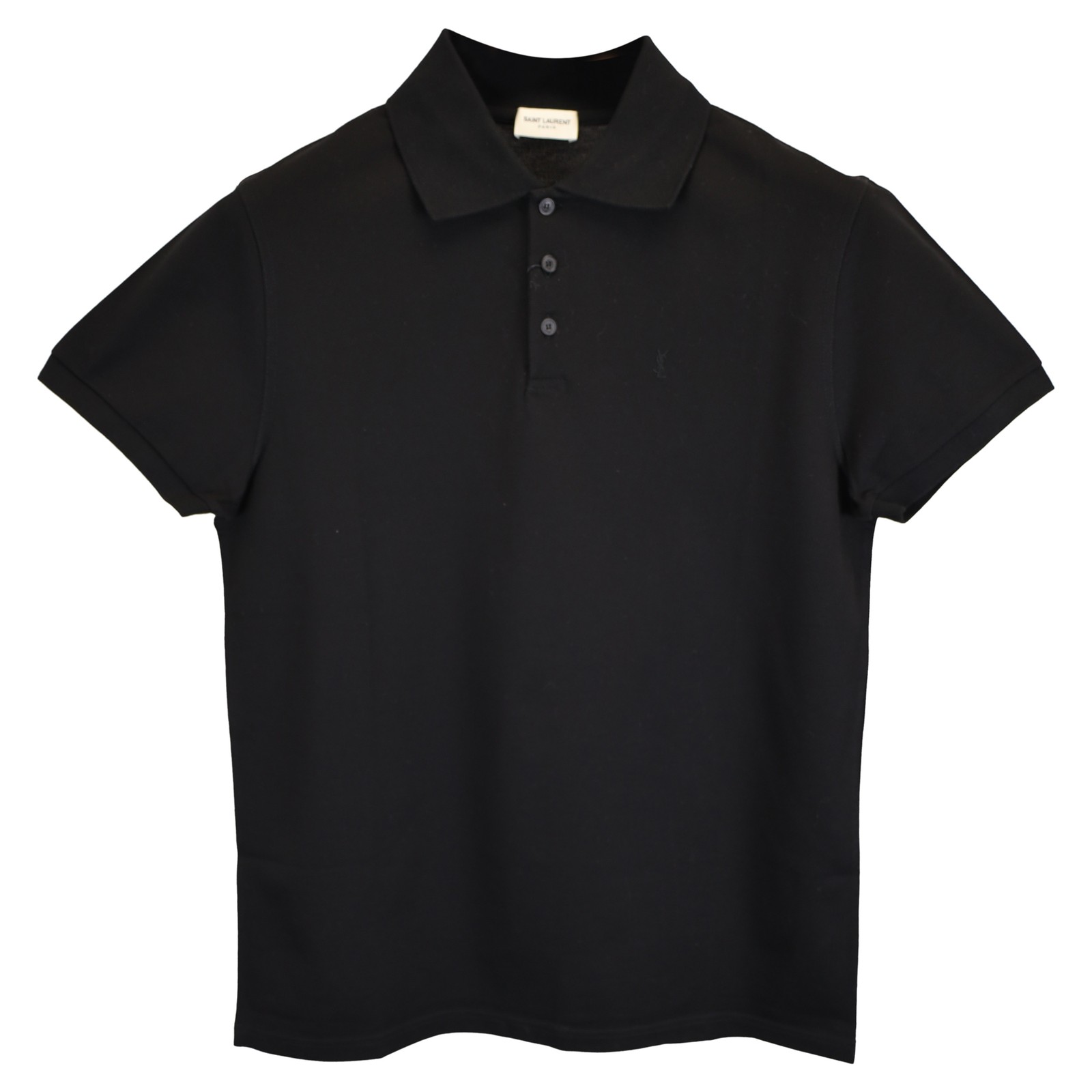 Polo Saint Laurent Paris Cassandre in cotone uomo nera S 399867