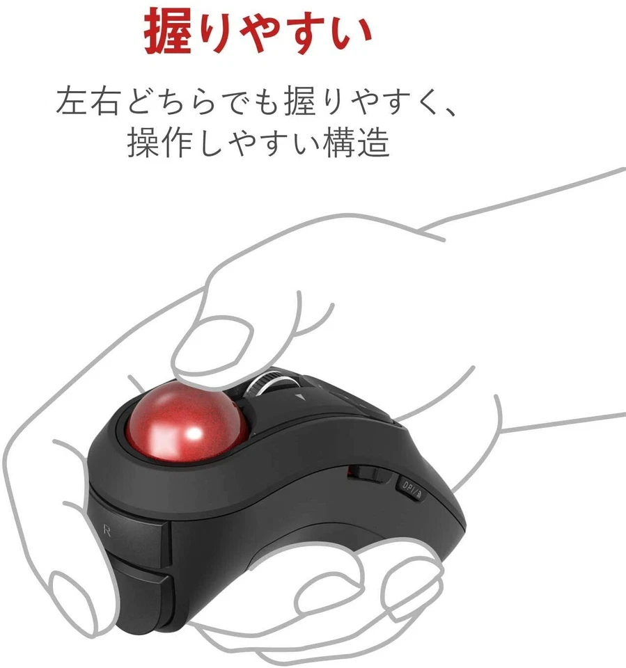 ELECOM Wireless Mouse Trackball Handy Type Relacon Black M-RT1DRBK Receiver New - Image 4 of 4