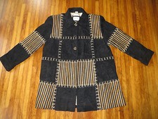Women S Donna Lepure Black Leather Patchwork Western Jacket Coat Button Down Xl