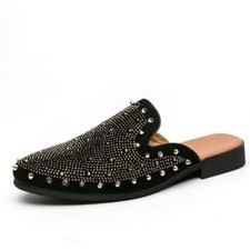 Chic Mens Nightclub Mules Slippers Rivets Loafers Party Flats Shoes Large Size