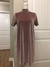 New Madewell Velvet Mockneck Dress FROSTY MAUVE Sz M H2540