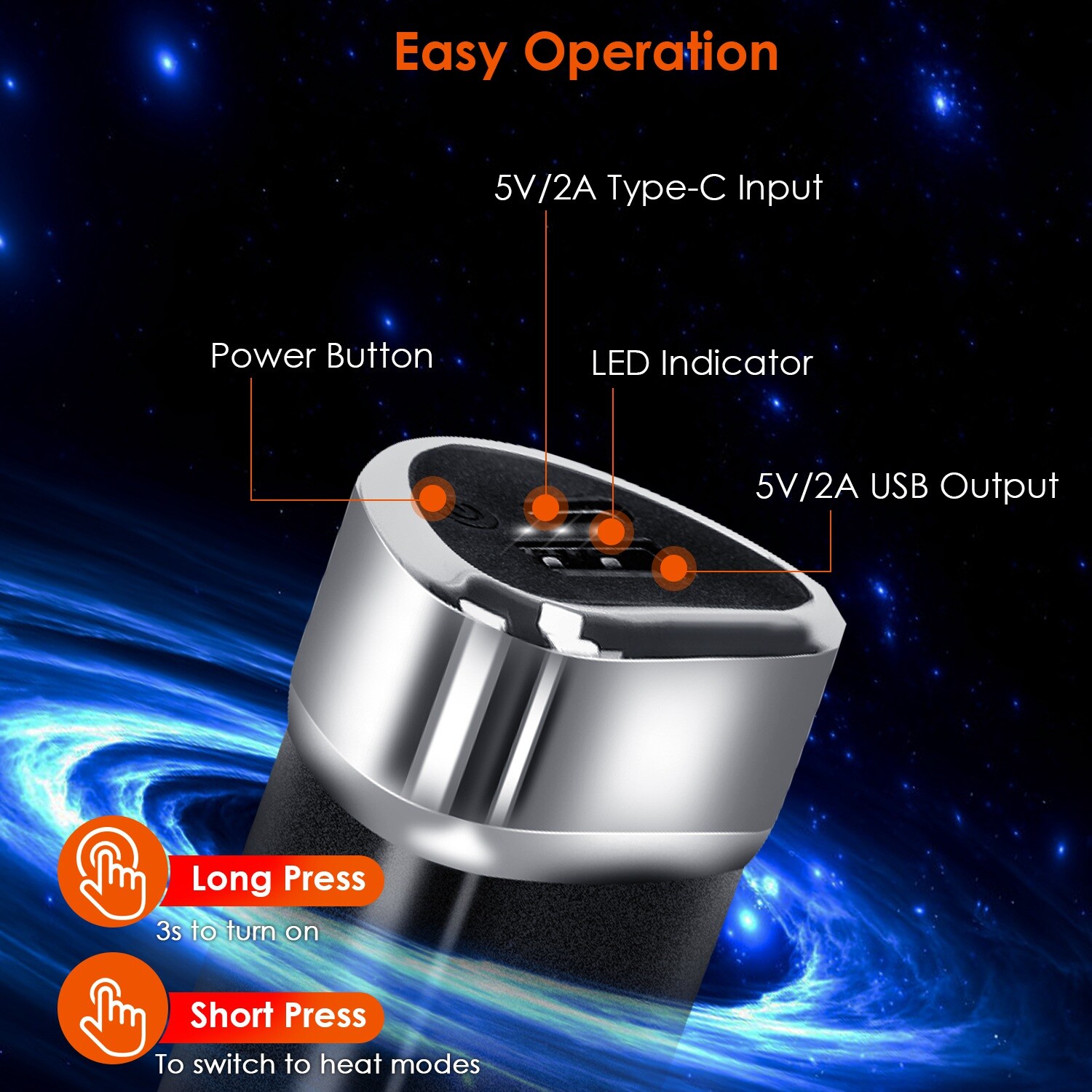 2PACK Magnetic Hand Warmer 10000mah Rechargeable Power Bank Portable Heater