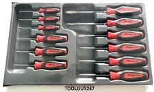 SNAP ON TOOLS SGDXW120B R 12 pc RED Soft Grip Combination Screwdriver Set  NEW