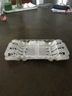 UNIQUE Vintage Depression Glass Divided Dish with Aluminum Metal Holder Floral