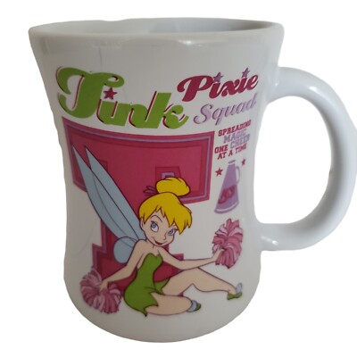 Disney Tink Pixie Squad Cheerleader Mug Tinkerbell Pink White