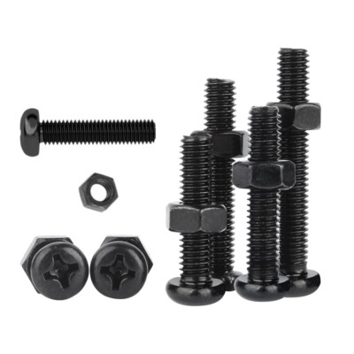 Black Steel Pozi Pan Head Screws Phillips Bolt With Full Nut M2 M2.5 M3 M4 M5 M6