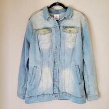 Lularoe Light Wash Denim Embroidered Jaxon Jacket Size Xl Western Cowgirl