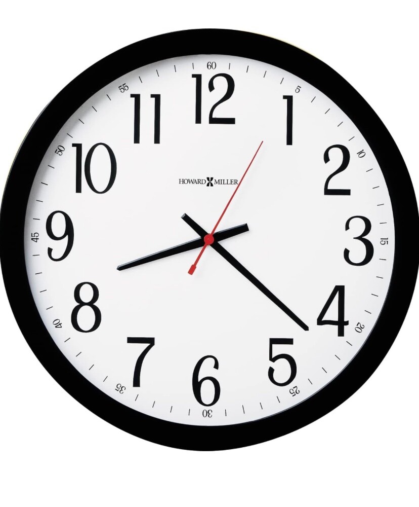 Wall Clock 625-166 – Black Case, Classic Round Design, Bright White Dial, Optic-image