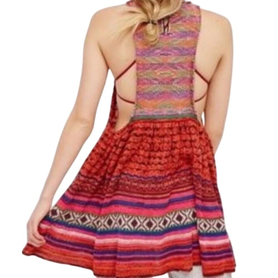 Vestido midi túnica tejido boho naranja corazones raros FREE PEOPLE TALLA XS Foto 3 de 4