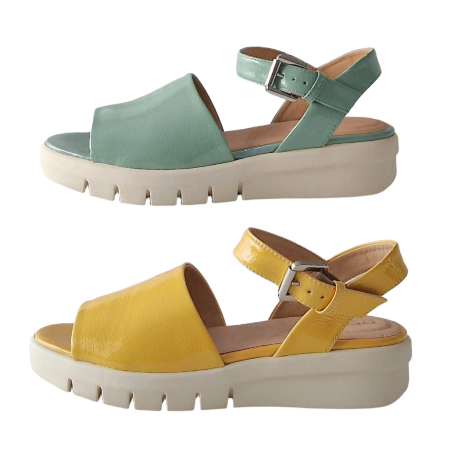 GEOX Ladies patent Novelty wimbley Orchid & Light Green sandals Size UK 4 - 5