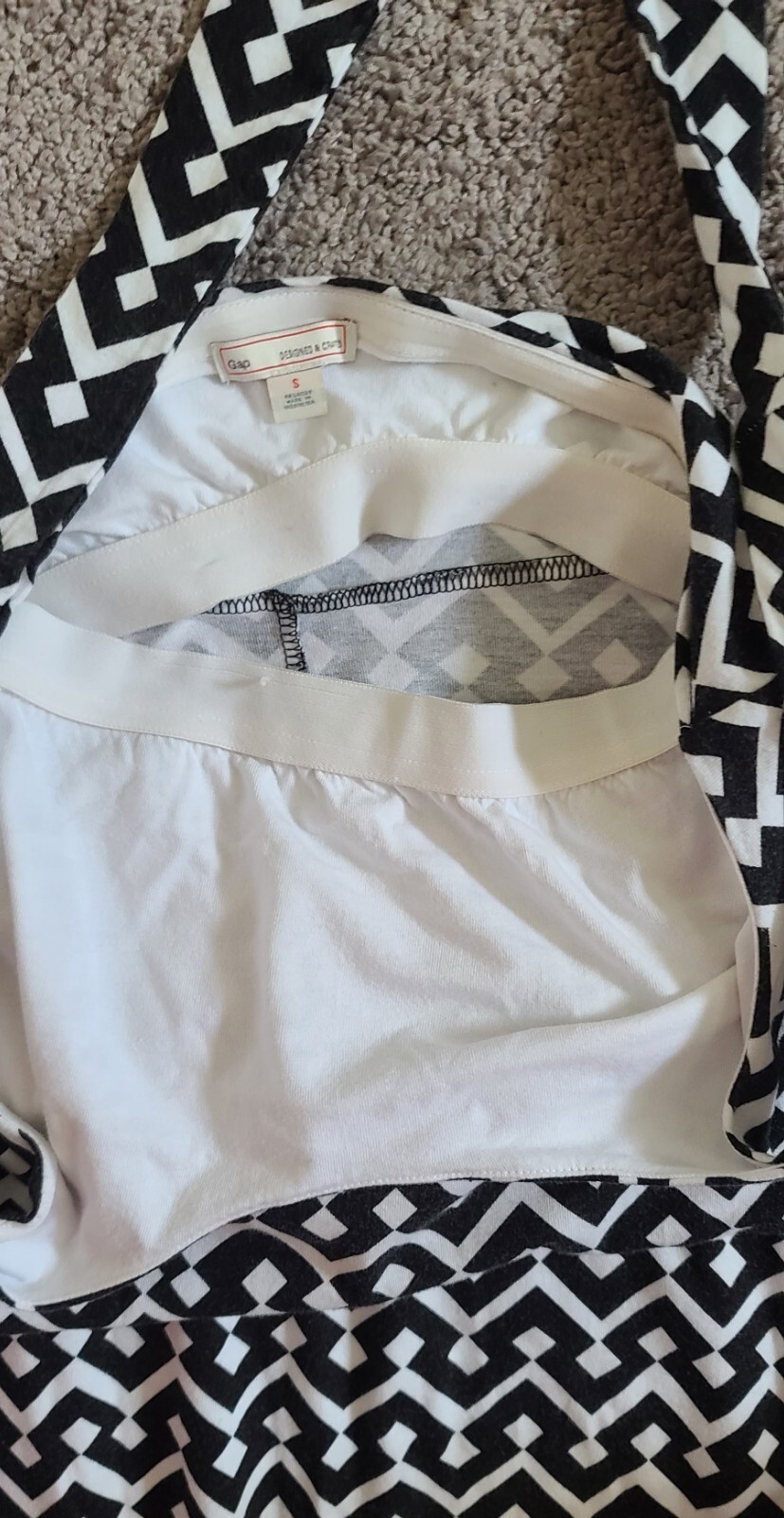 SMALL BLACK & WHITE GEOMETRIC PATTERN HALTER MAXI… - image 3