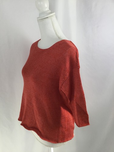 Peruvian Connection Womens Size M Knit Cotton Top Orange 3/4 Sleeves - Picture 7 of 12