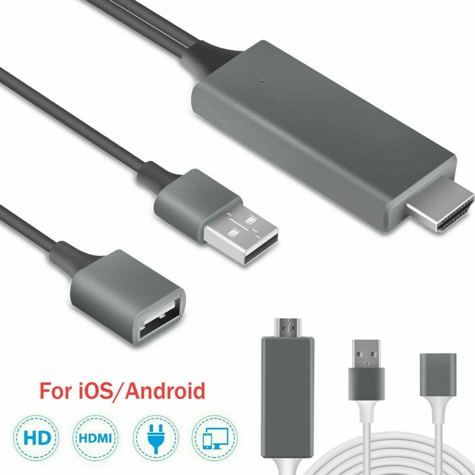 Cable de duplicación USB HDMI 6FT Adaptador de teléfono a TV digital HDTV para iPhone Android Foto 4 de 4