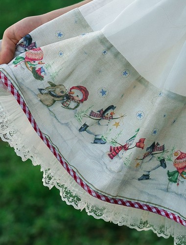 Dollcake Treats for Santa Vintage Print Dress w Bow Girls Holiday sz 6 - Picture 5 of 5