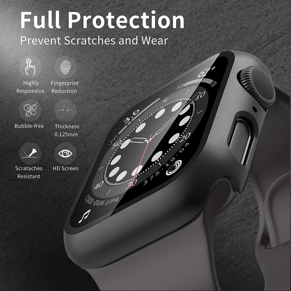 For Apple Watch Series 4 5 6 SE Full Body Hard Case Cover Tempered
