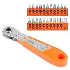23piece 1/4 Mini Ratchet Offset Screwdriver Bit Set S2 Steel Right Angle Screwdr