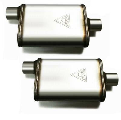 Pair of two High Flow Dual Chamber Performance Mufflers 2.25'' Offset/Center