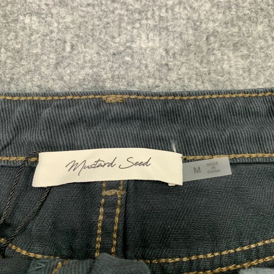 Mustard Seed Skirt Womens M Medium Gray Denim Cotton Front Slit Zip Fly Midi - Image 3 of 4