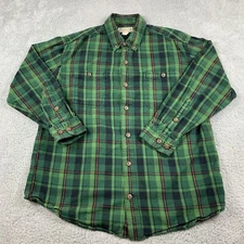 Duluth Trading Co Shirt Mens Large Green Plaid Free Swinging Flannel Relaxed