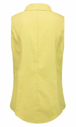 Women's Cotton Sleeveless Button Down Shirt Collared Pleated Blouse - Picture 31 of 37