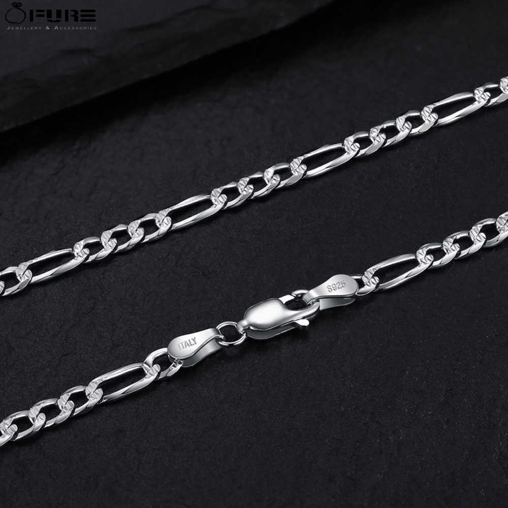 Very Long 925 Sterling Silver Plated Tiny 4MM Wide Figaro Chain Necklace  30inch