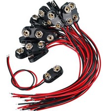 20 Pack 9V Battery Clip Connector Long Cable Connection I-Type Buckle