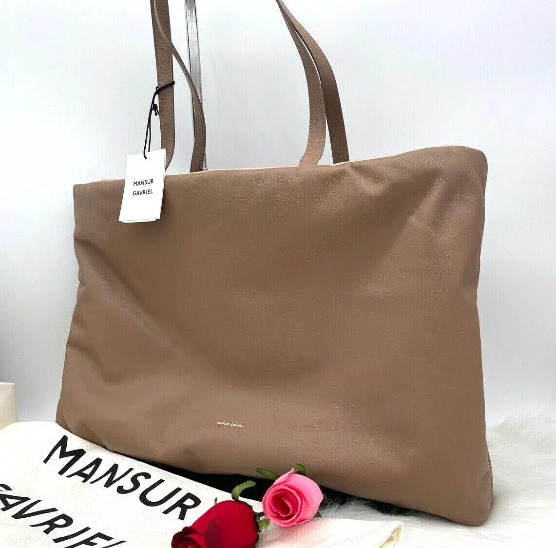 AUTH NWT $795 Mansur Gavriel Pillow Reversible Leather Tote Shopper In  Brown