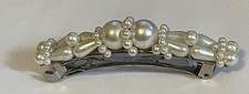 Vintage Jewelry Barrette Clip Faux Pearl Beads 3.25"