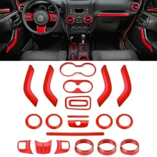 21x Interior Decor Trim Kit for Jeep Wrangler JK JKU 2011-2017 Red Accessories