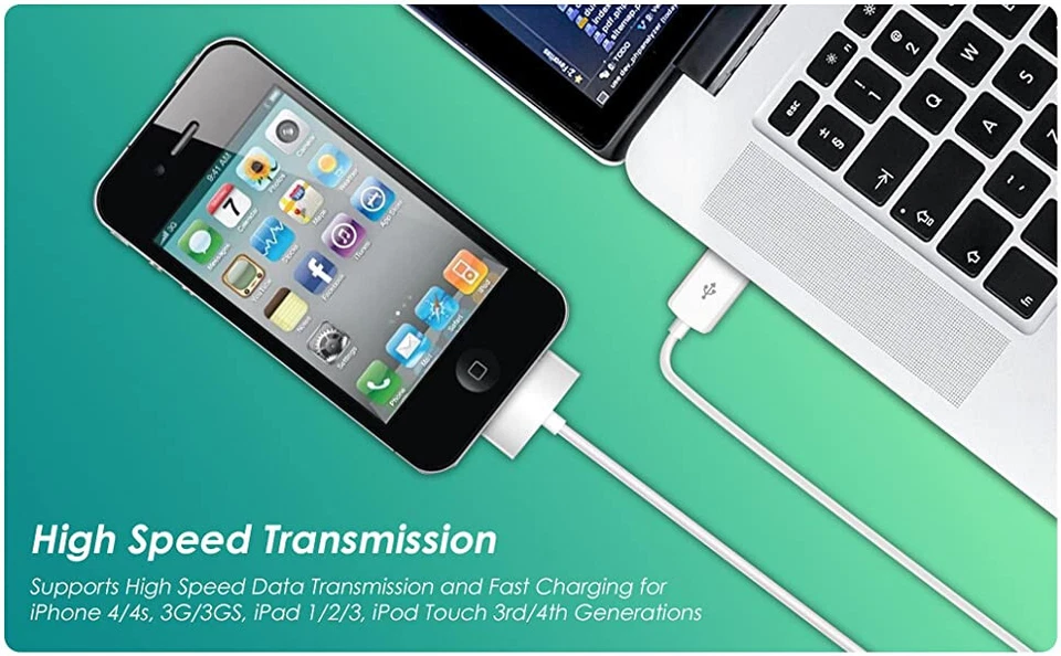 Genuine Charging Cable Charger Lead for Apple iPhone 4,4S,3GS,iPod,iPad2&1 OEM - Image 3 of 4