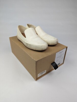 $480 FEIT Women's US White Hand Sewn Slipper Loafers Semi