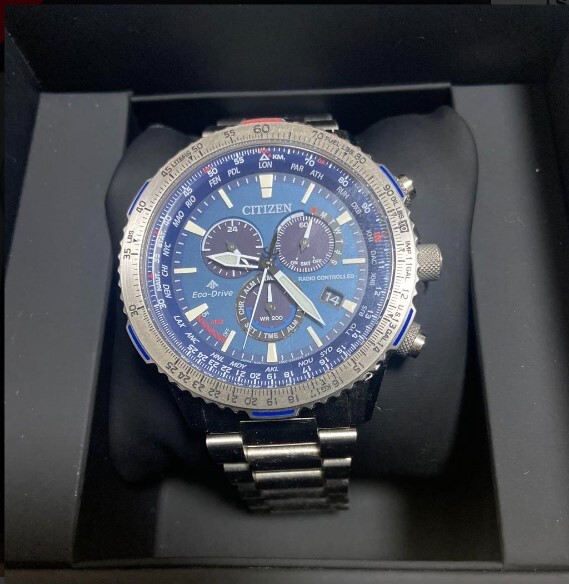 CITIZEN プロマスター CB5000-50L E660 ソーラー 稼働品 Citizen Promaster Sky CB5000-50L Eco-Drive Radio Watch Blue