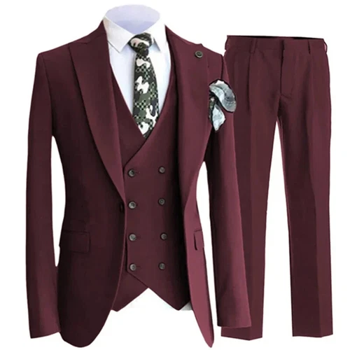 Pants Vest Men Suits Dress 3 Piece Set Male Blazers Wedding Jacket Coat Trousers - Picture 5 of 50