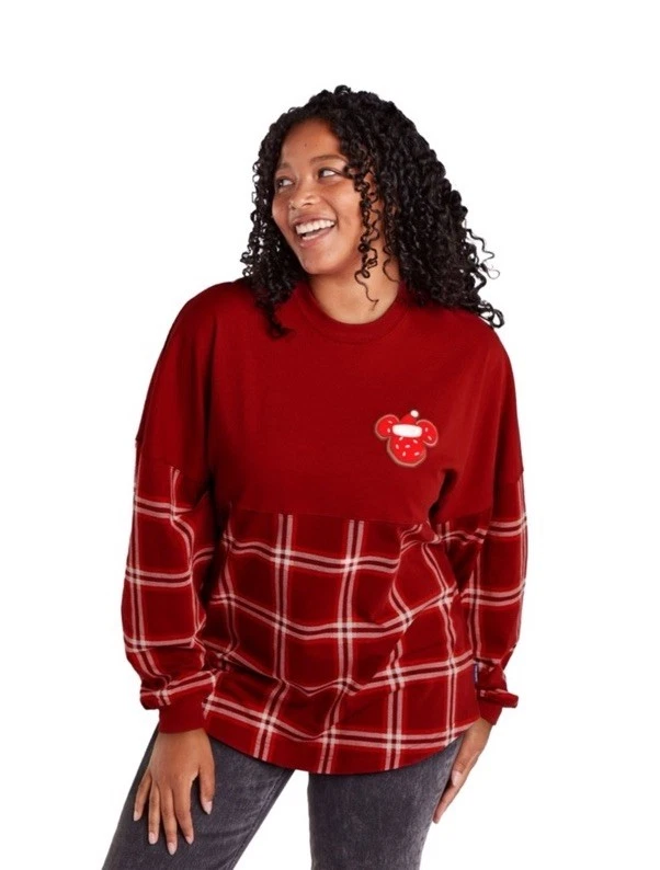 DISNEY Disney Store Season's Greetings Red Plaid Spirit Xmas Long Sleeve Jersey - Image 4 of 4