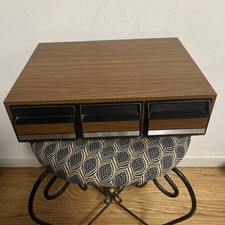 Vintage 42 Audio Cassette Tape Storage Holder Case 3 Drawer Faux Wood Grain Look