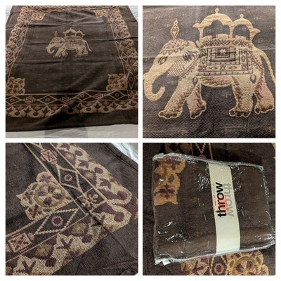 NEU Überwurf Wandbehang Wandteppich Elefant gewebt B 49'' x L 59'' Originalverpackung