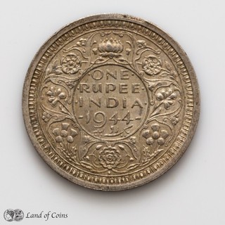 INDIA: One Rupee 1944 George V Silver .500 Coin.