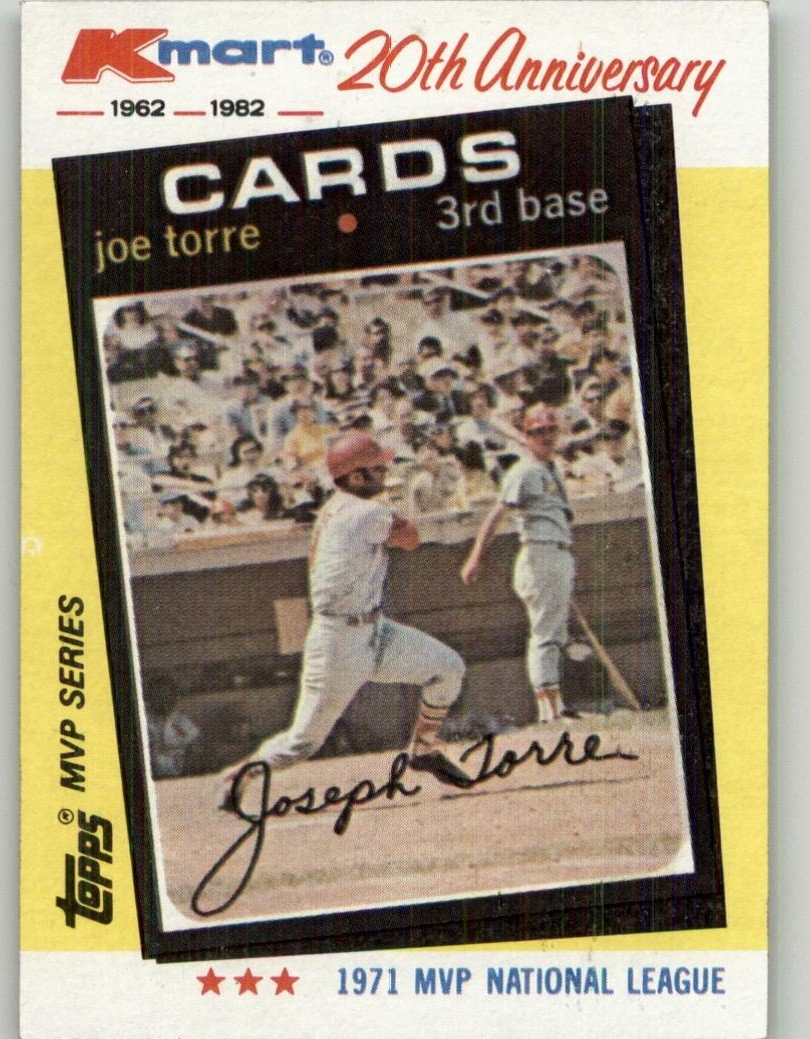 1982 Topps Kmart 20th Anniversary AL & NL MVP's Joe Torre #20 Cardinals