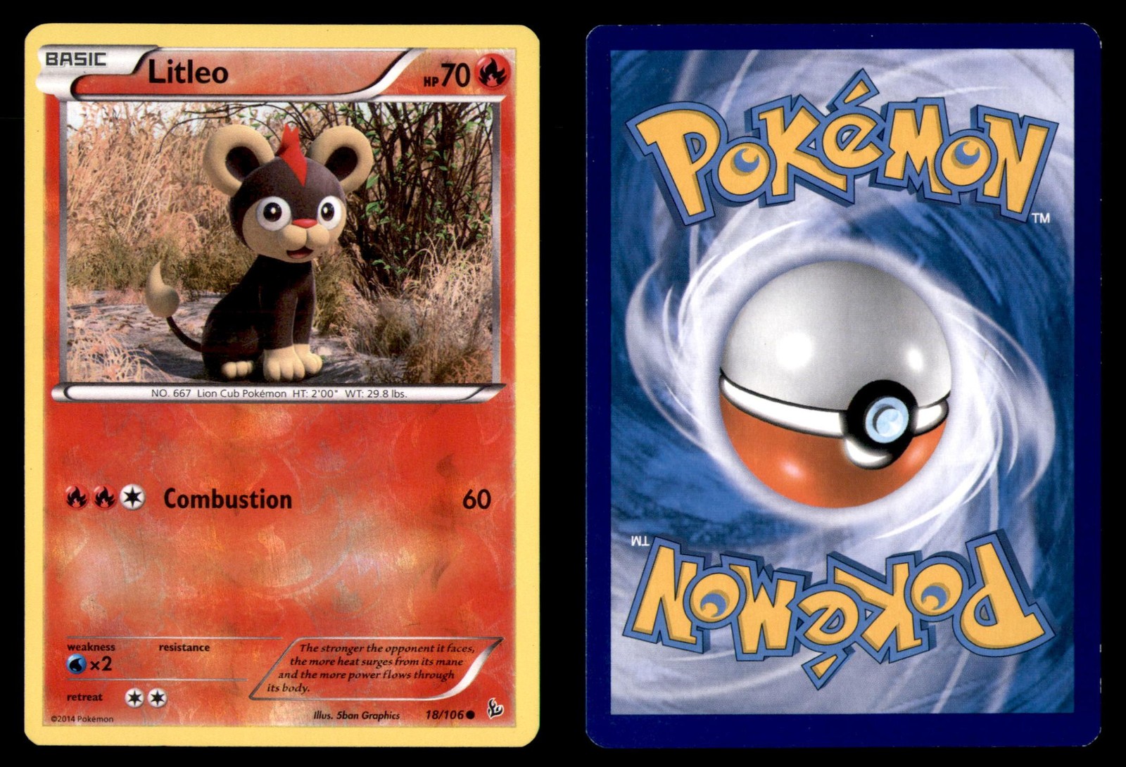 Pokemon Flashfire Litleo 18/106 Reverse Holo 2014 Common