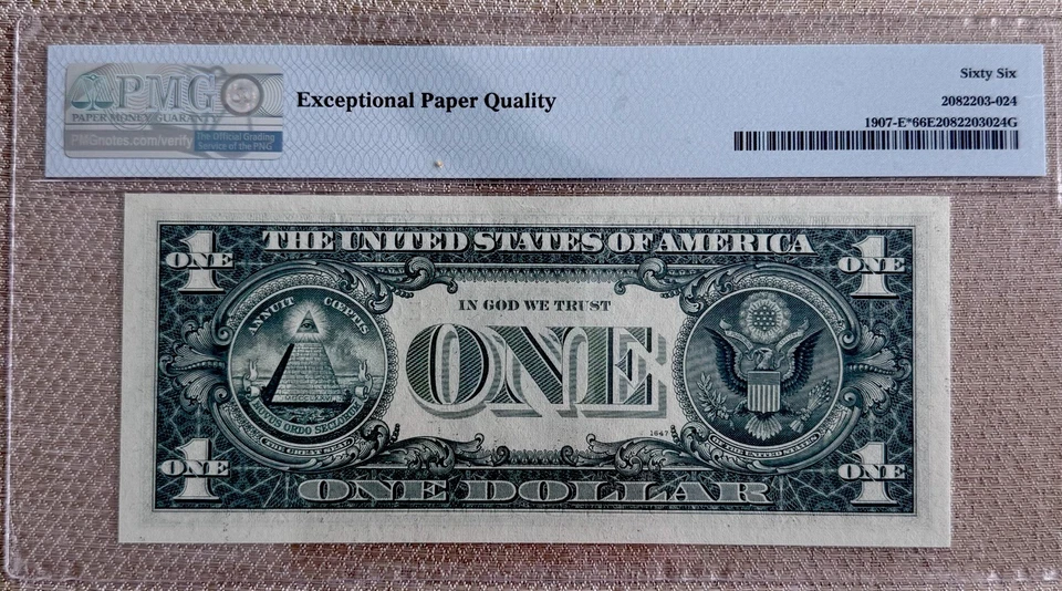 1969D One Dollar Richmond Star Note Fr 1907 E* ((E*)) Block PMG 66 - Image 2 of 2